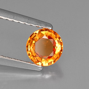 Zafiro naranja natural de 0,60 ct, corte redondo, VVS