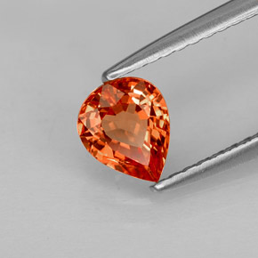 Zafiro naranja natural de 0,74 ct, en forma de pera, VVS-VS