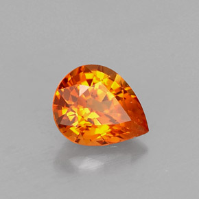 Zafiro naranja natural de 0,71 ct, en forma de pera, VS
