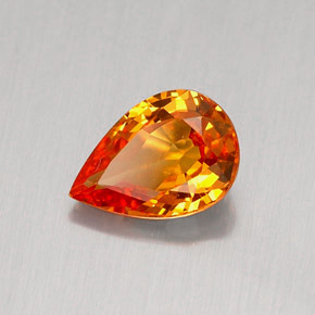 Zafiro naranja natural de 0,83 ct, en forma de pera, IF