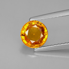 Zafiro naranja natural de 1,55 ct, corte redondo, VVS