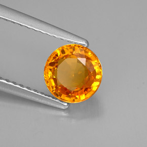 Zafiro naranja natural de 1,55 ct, corte redondo, VVS