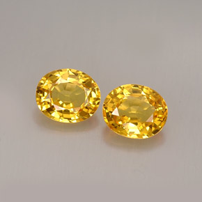 Gemas de zafiro amarillo natural de  ct, corte óvalo, VVS