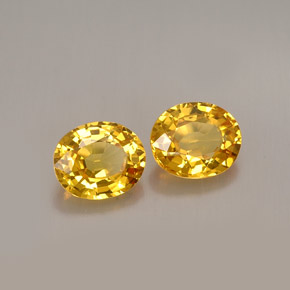 Gemas de zafiro amarillo natural de  ct, corte óvalo, VVS