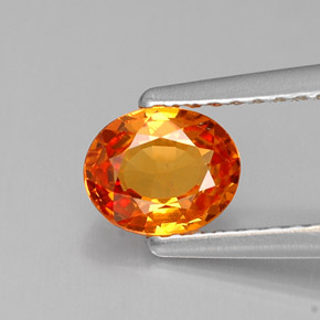 Zafiro naranja natural de 0,79 ct, corte óvalo, VVS-VS