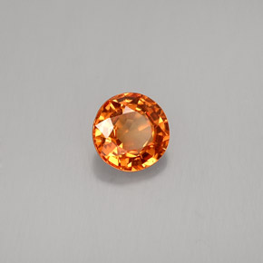 Zafiro naranja natural de 0,58 ct, corte redondo, VVS-VS