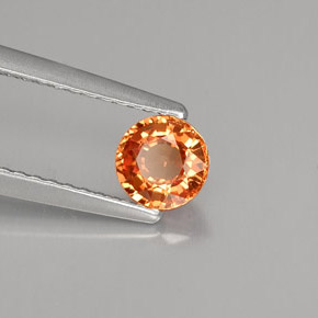 Zafiro naranja natural de 0,57 ct, corte redondo, VVS