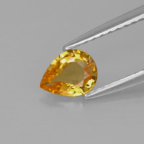 Zafiro amarillo natural de 0,54 ct, en forma de pera, VVS
