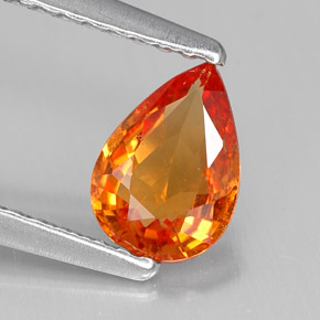 Zafiro naranja natural de 0,72 ct, en forma de pera, VVS-VS