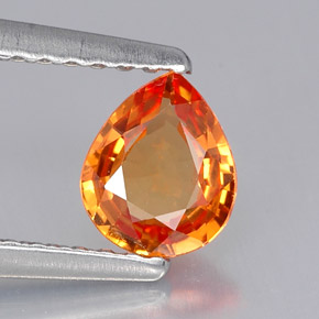 Zafiro naranja natural de 0,60 ct, en forma de pera, VVS-VS