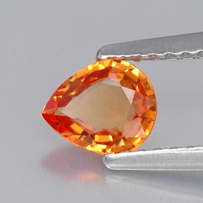 Zafiro naranja natural de 0,60 ct, en forma de pera, VVS-VS