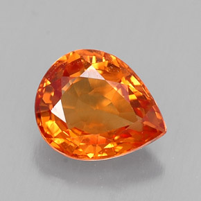 Zafiro naranja natural de 0,70 ct, en forma de pera, VS