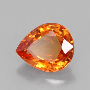 Zafiro naranja natural de 0,70 ct, en forma de pera, VS