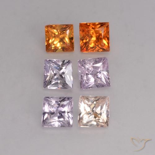 Gemas de zafiro multicolor natural de 1,16 ct, cuadrado, VVS