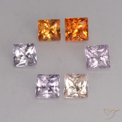 Gemas de zafiro multicolor natural de 1,16 ct, cuadrado, VVS