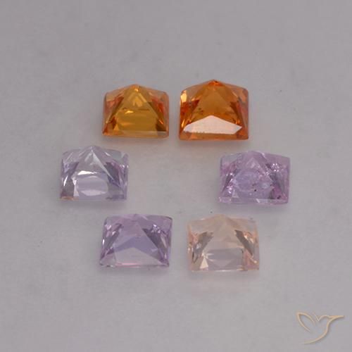 Gemas de zafiro multicolor natural de 1,16 ct, cuadrado, VVS