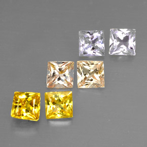 Gemas de zafiro multicolor natural de  ct, cuadrado, VVS-VS