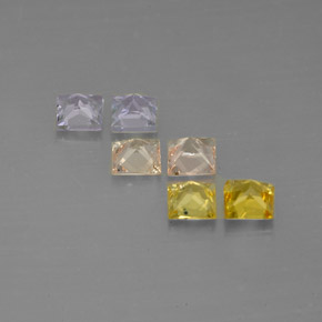 Gemas de zafiro multicolor natural de  ct, cuadrado, VVS-VS
