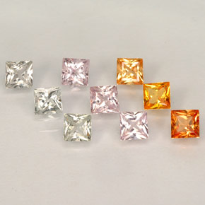Gemas de zafiro multicolor natural de  ct, cuadrado, VVS