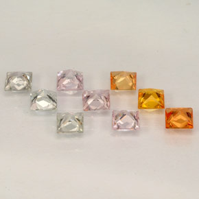 Gemas de zafiro multicolor natural de  ct, cuadrado, VVS