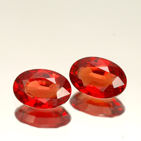 Gemas de zafiro naranja natural de  ct, corte óvalo, VVS