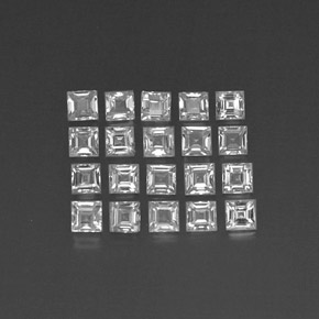 Gemas de zafiro blanco natural de  ct, cuadrado, VVS
