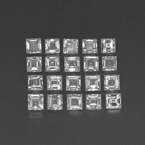 Gemas de zafiro blanco natural de  ct, cuadrado, VVS