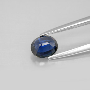 Zafiro azul natural de 0,89 ct, corte óvalo, VVS