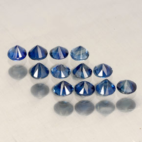 Gemas de zafiro azul natural de  ct, corte redondo, VVS-VS