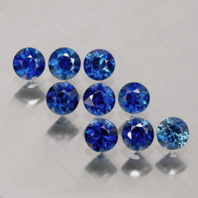 Gemas de zafiro azul natural de  ct, corte redondo, VVS-VS