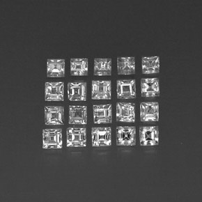 Gemas de zafiro blanco natural de  ct, cuadrado, VVS