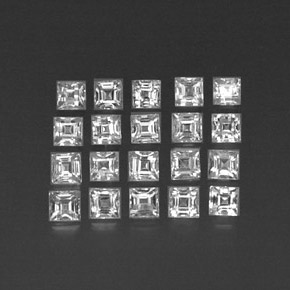 Gemas de zafiro blanco natural de  ct, cuadrado, VVS