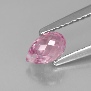 Zafiro rosa natural de 0,90 ct, briolette, VVS-VS