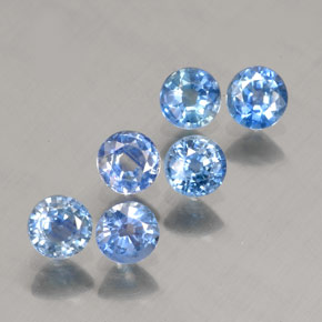 Gemas de zafiro azul natural de  ct, corte redondo, VVS-VS