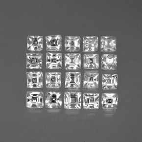 Gemas de zafiro blanco natural de  ct, cuadrado, VVS-VS