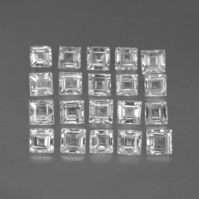 Gemas de zafiro blanco natural de  ct, cuadrado, VVS-VS