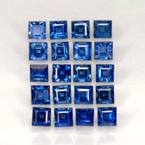 Gemas de zafiro azul natural de  ct, cuadrado, VVS-VS