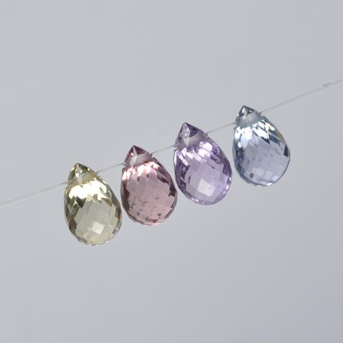Gemas de zafiro multicolor natural de 2,61 ct, briolette, VVS-VS