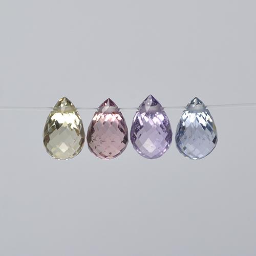 Gemas de zafiro multicolor natural de 2,61 ct, briolette, VVS-VS