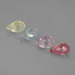Gemas de zafiro multicolor natural de  ct, briolette, VVS-VS