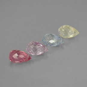 Gemas de zafiro multicolor natural de  ct, briolette, VVS-VS