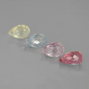 Gemas de zafiro multicolor natural de  ct, briolette, VVS-VS