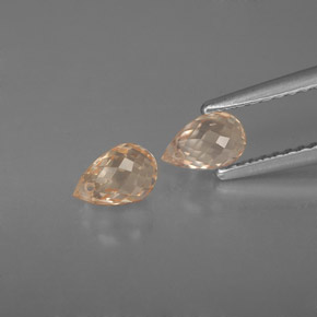 Gemas de zafiro naranja natural de  ct, briolette, VVS-VS