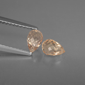 Gemas de zafiro naranja natural de  ct, briolette, VVS-VS