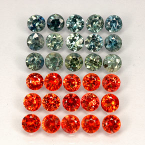 Gemas de zafiro multicolor natural de  ct, corte redondo, VVS-VS