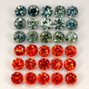 Gemas de zafiro multicolor natural de  ct, corte redondo, VVS-VS