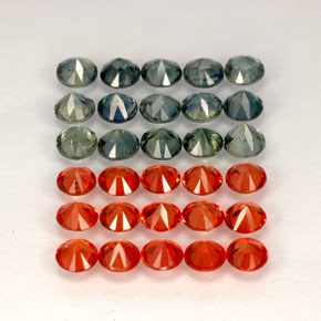 Gemas de zafiro multicolor natural de  ct, corte redondo, VVS-VS
