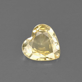 Zafiro amarillo natural de 0,59 ct, forma de corazón, VS