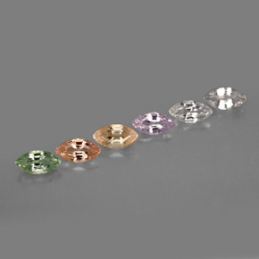 Gemas de zafiro multicolor natural de  ct, marquesa, VVS
