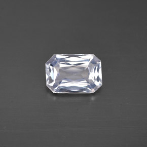 Zafiro blanco natural de 0,98 ct, corte esmeralda, VVS